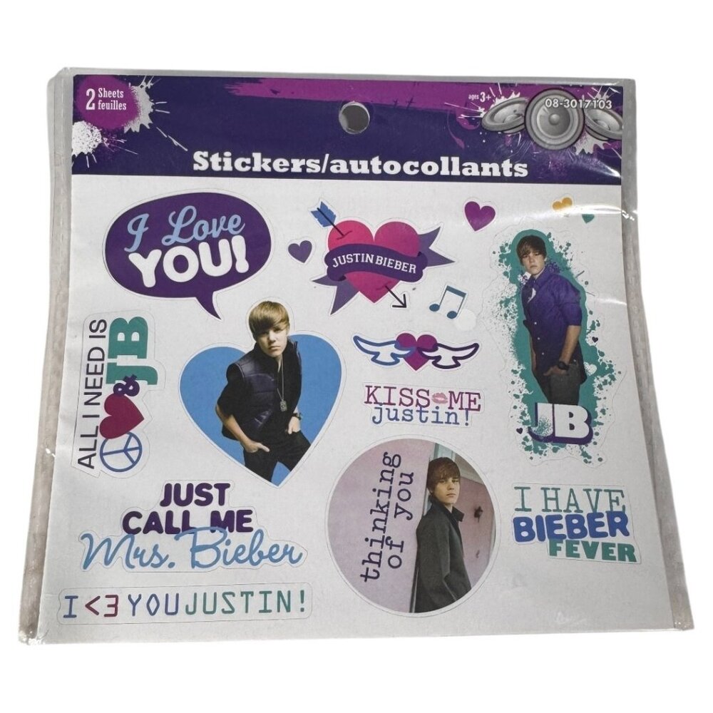 Justin Bieber 2011 sticker pack fan girl touring pack